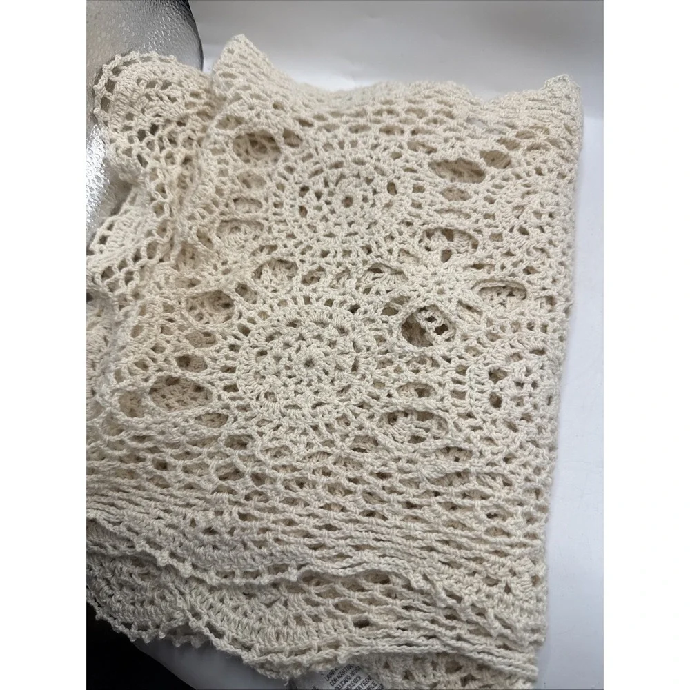 Crochet Table Runner Beige 16x72